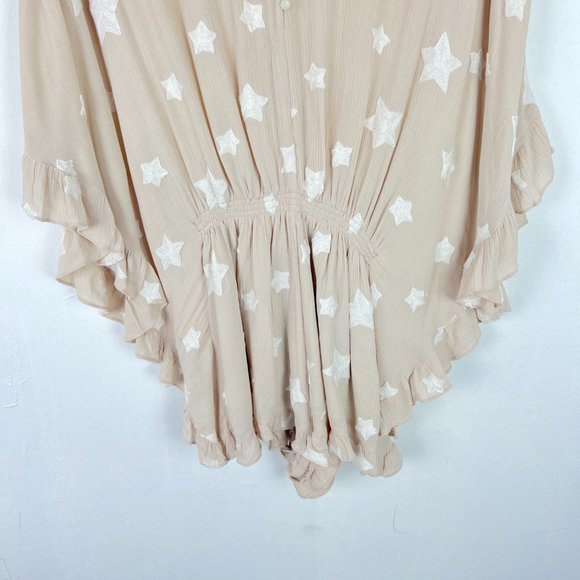 Storia Embroidered Star Ruffle Batwing Sleeve Romper Size Small S EUC T2651 - Picture 4 of 16